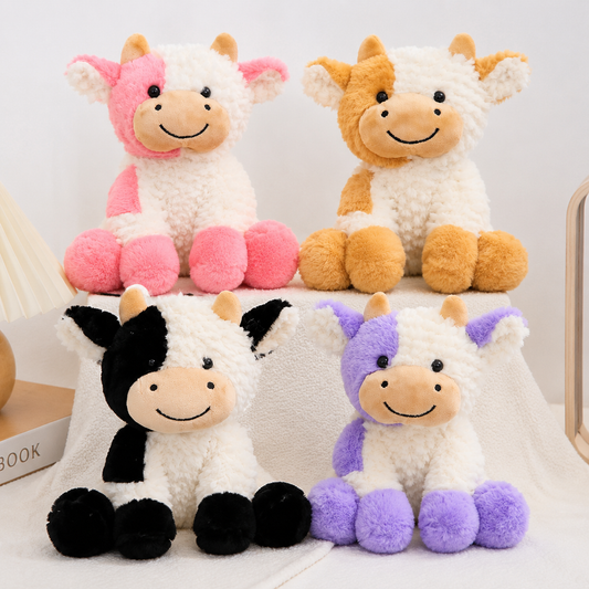 8.7" Plush Cow Stuffed Animal – Soft Sitting Cow Plush Toy