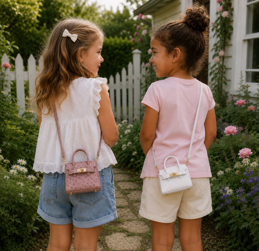 Mini Textured Crossbody Handbag for Girls – Adjustable Strap & Gold-Tone Hardware