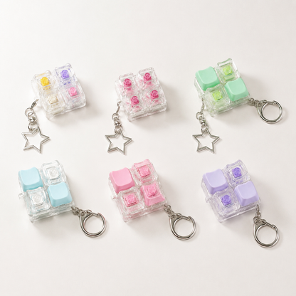 Keyboard Keycap Fidget Press Button Stress Relief Keychain with Colorful Switch Design