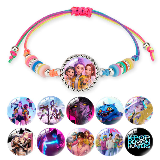 KPOP Demon Hunter Colorful Beaded Bracelet – Boho Adjustable Polymer Clay Charm Bracelet