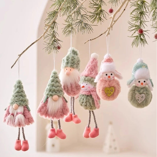 Cozy Pastel Christmas 2025 Plush Ornaments Handmade-Style Gnomes & Snowmen Socks for Holiday