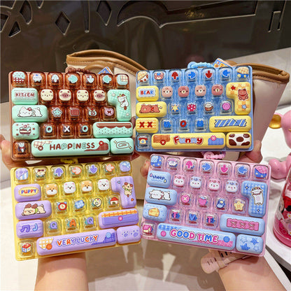 Transparent Dual-Color 26-Key Fidget Keyboard Keychain – Clicky Stress Relief Toy