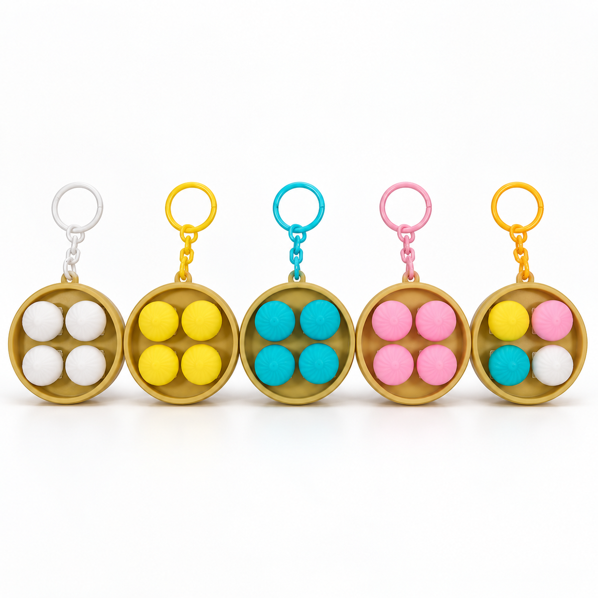 Button Fidget Keychains – Novelty Stress Relief Sensory Toys, Pizza, Donut, Clover, Cat Paw & More