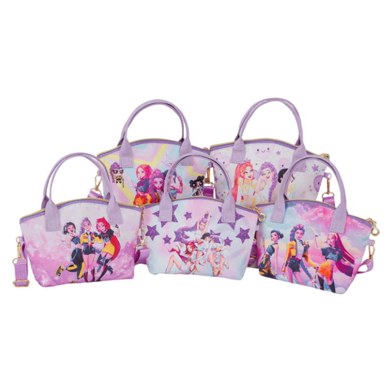 K-Pop Demon Girl Print Crossbody Bag with Top Handle & Adjustable Strap for Kids & Adults