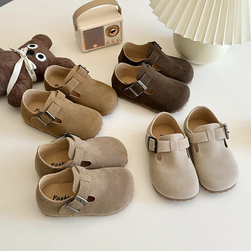 Kids’ Suede Comfort Buckle Strap Sandals – Spring & Summer Everyday Shoes