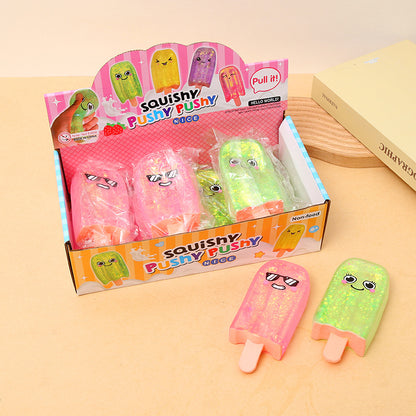 Glitter Popsicle Squishy Stress Relief Soft Squeeze Fidget Sensory Toy