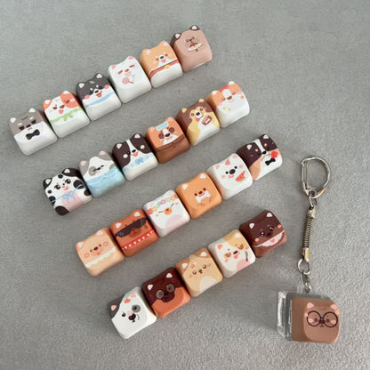 Cute Animal Dog Keycap Fidget Keychain – Pressable Bag Charm