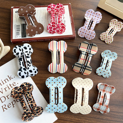Bone-Shaped Acetate-Look Hair Claw Clip – Patterned Hair Clip