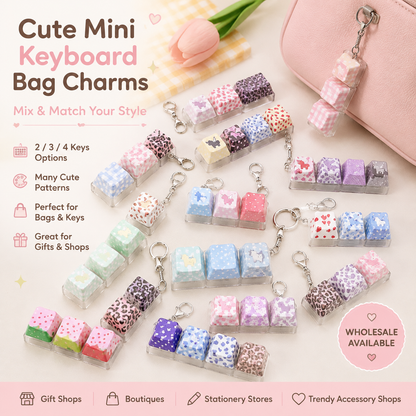 Mini Keyboard Bag Charm Keychain Aesthetic Key Cap Accessory – Gift Shop Wholesale