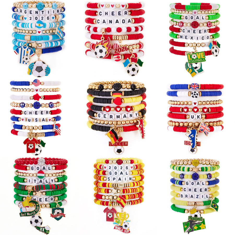 World Cup 2026 Country-Themed Bracelet Set Soccer Fan Jewelry Gift