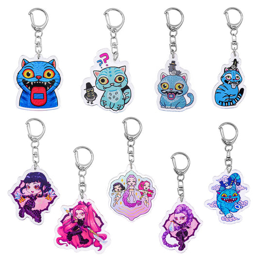 Cartoon K-Pop Demon Hunters Double-Sided Keychain Trendy Anime Bag Charm & Collectible Accessory