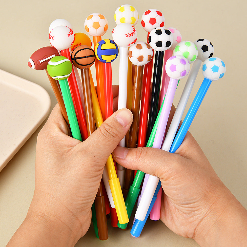 Sports Ball Silicone Top Gel Pen Black Ink Creative Ballpoint Pen
