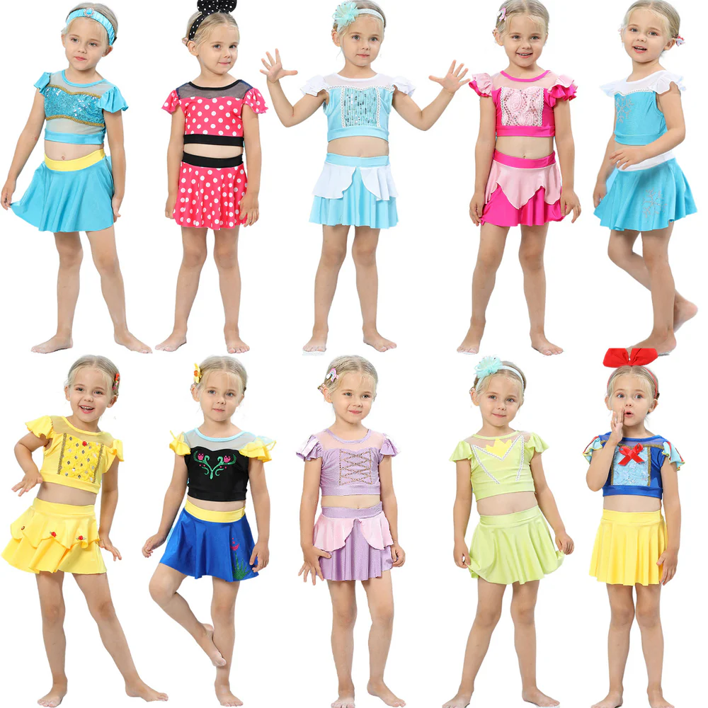 Spring/Summer Girls 2-Piece Swimsuit Princess Swimwear