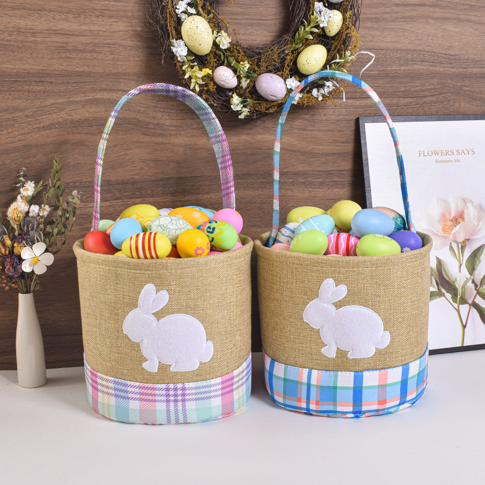 Colorful Gingham Easter Basket for Kids – Egg Hunt & Gift Basket