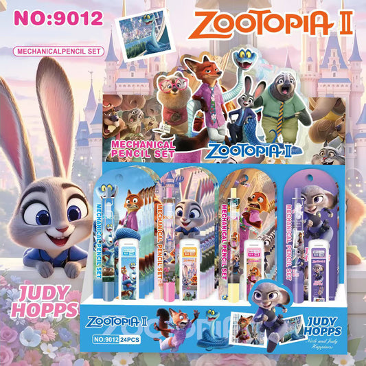 Zootopia 2 Cartoon Mechanical Pencil Set with Lead Refills No-Sharpen Click-Action Design