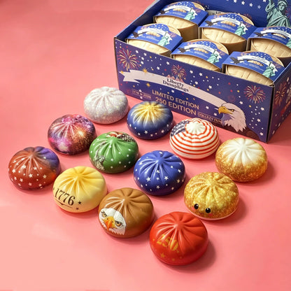 4th of July Mystery Squishy Dumpling Realistic Steamed Bun Stress Relief Squeeze Toy