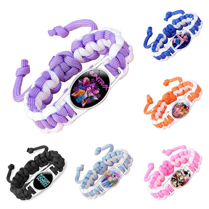 K-pop Demon Hunter Bracelet Woven Adjustable Handwoven Dopamine Style Kids Jewelry