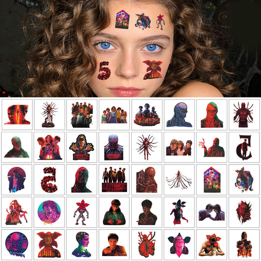 20 Sheets Stranger Things Colorful Cartoon Graffiti Temporary Tattoo Stickers