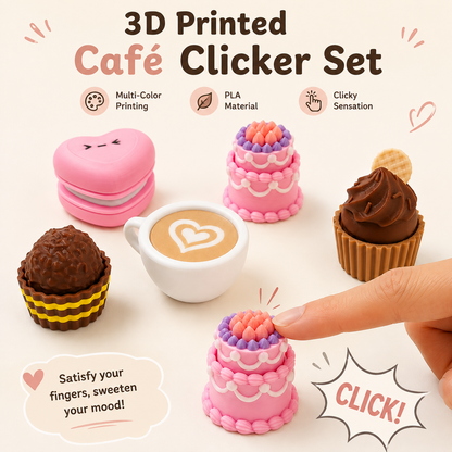 3D Printed Café Treat Clicker Keychain – Food Fidget Bag Charm