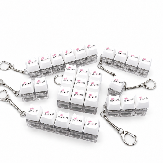 Cat Keycap Fidget Keychain Keyboard Key Popper Stress Relief Toy, Fun Desk Accessory & Gift