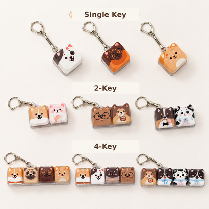 Cute Animal Dog Keycap Fidget Keychain – Pressable Bag Charm