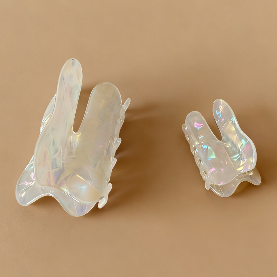 Playful Tooth Claw Clips – Iridescent Pearl White, Large & Mini