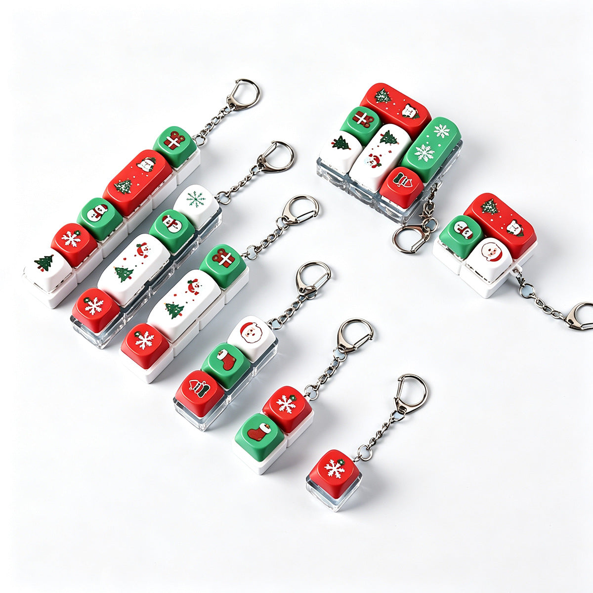 Christmas Gift Fidget Keychain Button Pressable Stress Relief Bag Charm
