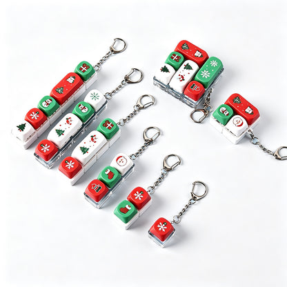 Christmas Gift Fidget Keychain Button Pressable Stress Relief Bag Charm
