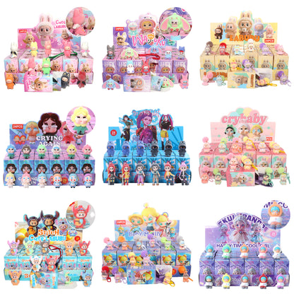 Flocked Cartoon Character Blind Box Collectibles Mini Display Figurines & Hanging Charms Assorted Styles