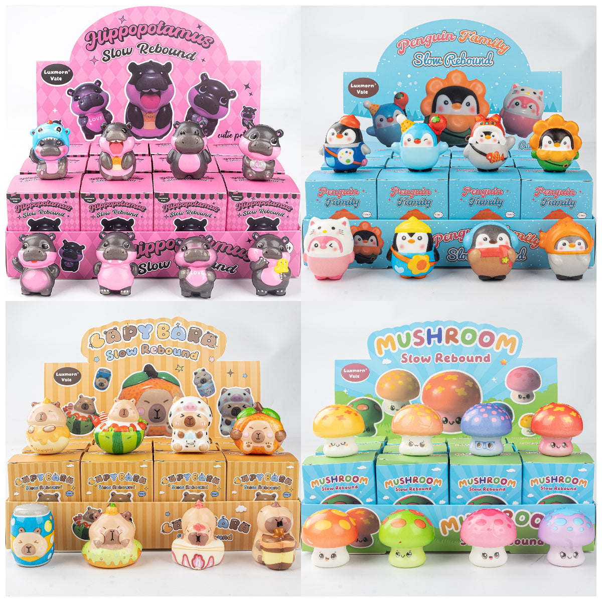 Funny Squishy Toy Blind Box Display 12-Piece Set Fidget Toys & Collectible Figures
