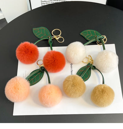 Cherry Plush Bag Pendant Lovely Keychain Cartoon Keyring Accessory