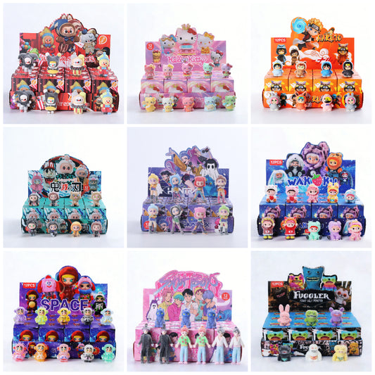 Demon Hunter Cartoon Character Flocked Vinyl Figure Collectible Toy Blind Box Surprise Trendy Desk Decor