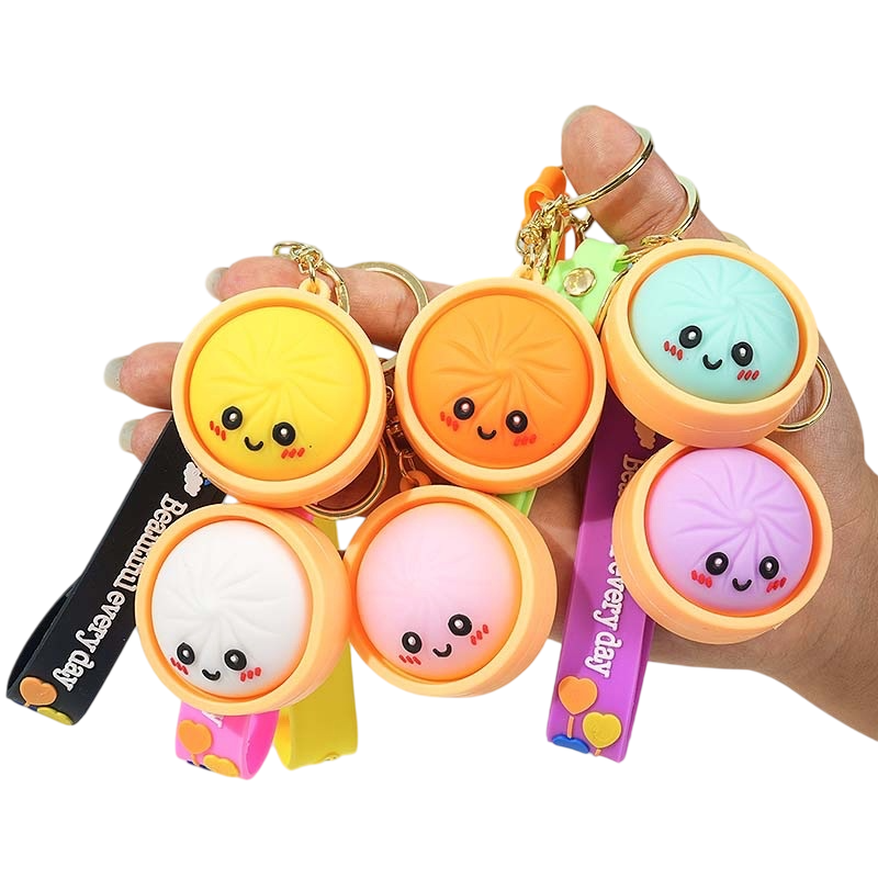 Cute Squishy Bun Keychain – Pressable Fidget Stress Relief Toy
