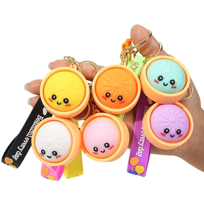 Cute Squishy Bun Keychain – Pressable Fidget Stress Relief Toy