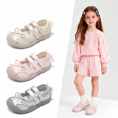 Girls Bow Mary Jane Sneakers – Cute 3-Season Casual Shoes