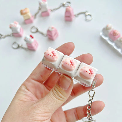 Food Keycap Fidget Pressable Keyboard Keychain Charm with Cookie & Dumpling Designs