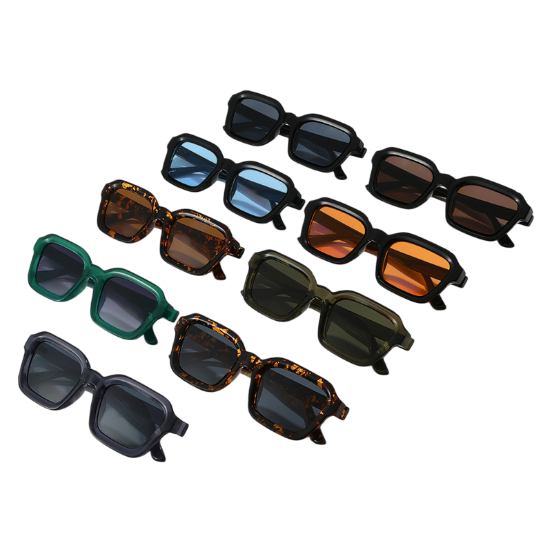 Fashion Adult Square Frame Sunglasses Minimalist Solid Color Shades