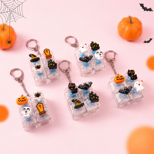 Halloween Fidget Keycap Pressing Stress Relief Keychain with Cute Holiday Charms