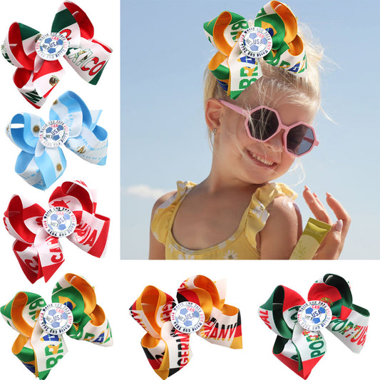 5.5-inch Double-Layer World Cup Ribbon Bow Hair Clip for USA, Canada & Mexico