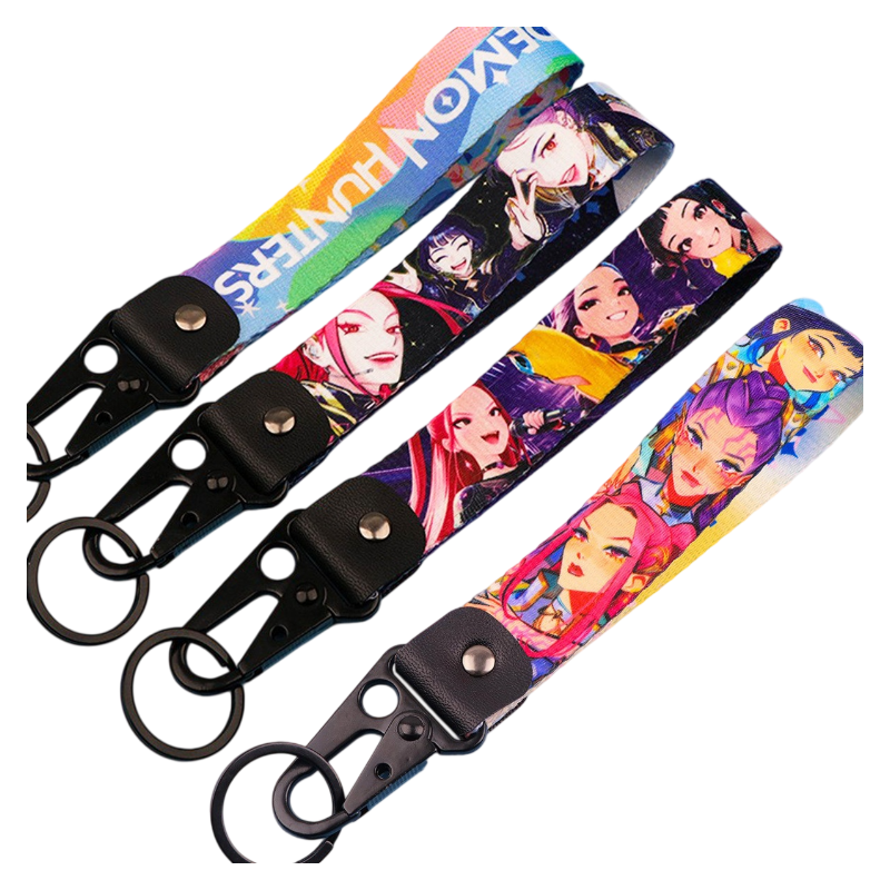 K-Pop Demon Hunters Keychain – Metal Lobster Clasp Pendant with Leather Lanyard