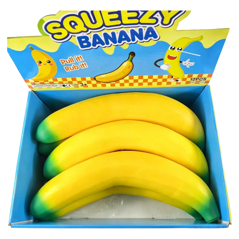 Jumbo Banana Squishy Stress Relief Toy – Super Soft Squeezable Flour-Filled Fidget Toy