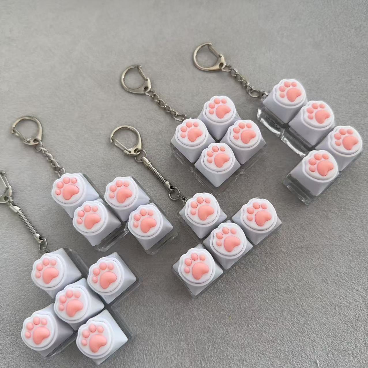 Silicone Cat Paw Keycap Stress Relief Keychain Keyboard-Style Pendant Charm