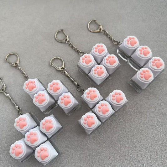 Silicone Cat Paw Keycap Stress Relief Keychain Keyboard-Style Pendant Charm
