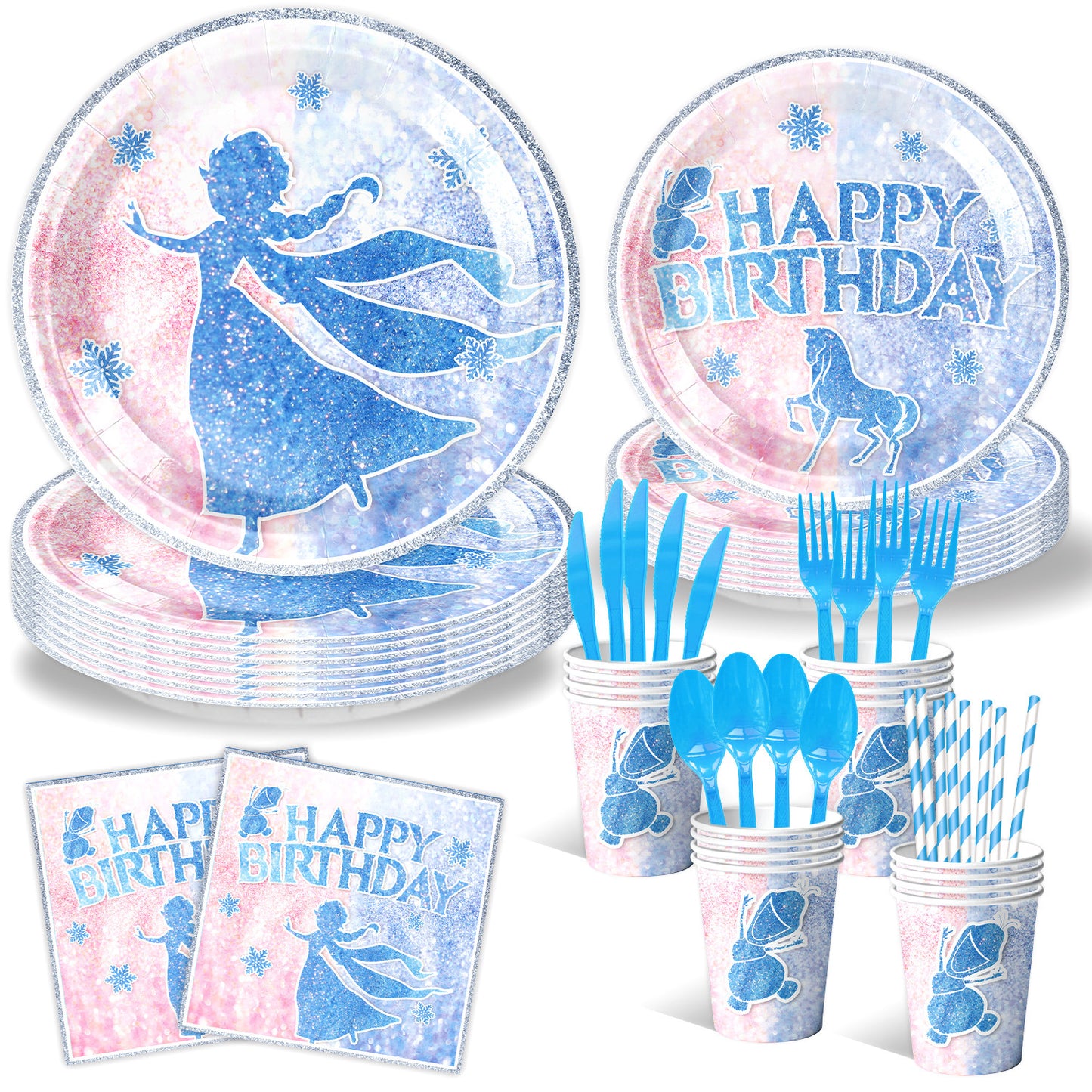 Frozen Winter Wonderland Kids Birthday Party Decorations Snowflake Balloon Garland, Banner & Party Supplies