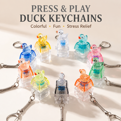 Cute Duck Fidget Clicker Keychain Keyboard Stress Relief Bag Charm