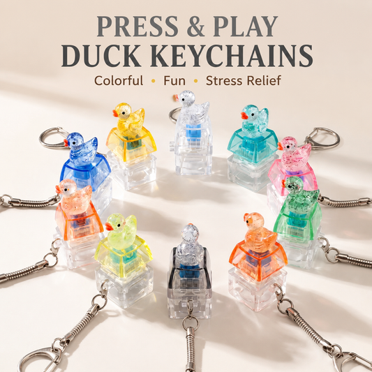 Cute Duck Fidget Clicker Keychain Keyboard Stress Relief Bag Charm