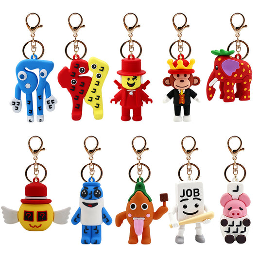 Pixel Style Funny Character Silicone Key Chain Cartoon Pendant Bag Charm