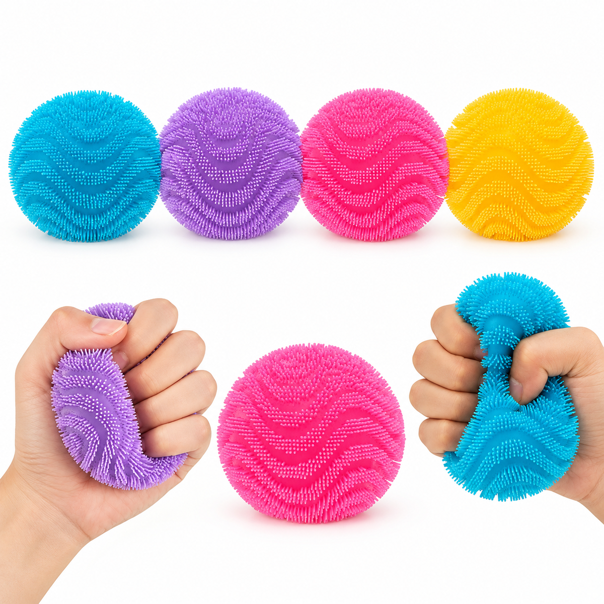 Stress Cube Fuzz Ball Wonder Wave Squishy Toy Solid Color