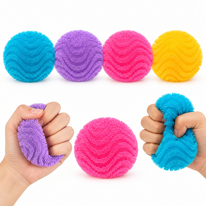 Stress Cube Fuzz Ball Wonder Wave Squishy Toy Solid Color