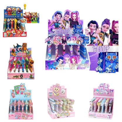 Cartoon Insert Click Gel Pens – Assorted Themes, Smooth Writing | Box of 48